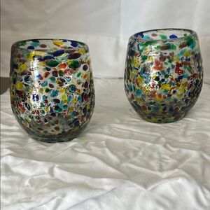 Recycled Glass Confetti
Stemless Wine Glasses, Set of 2